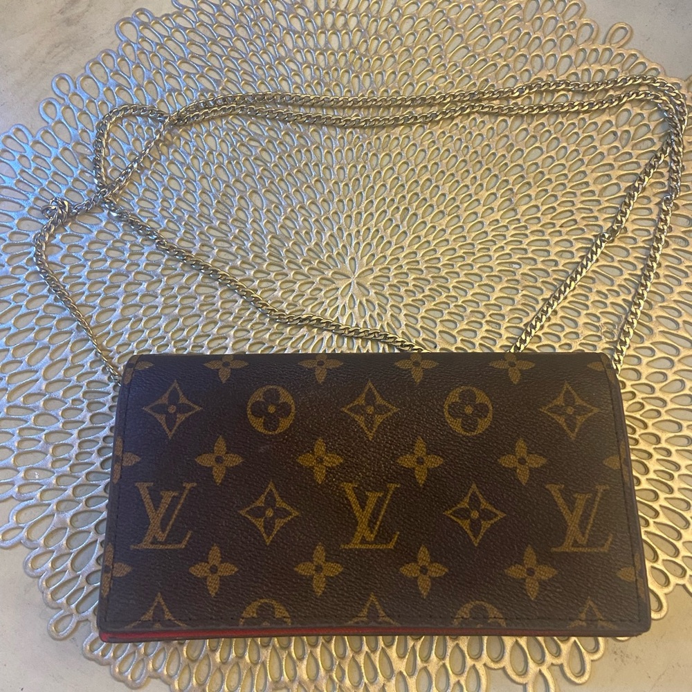Classic Monogram Brown Clutch with Chain